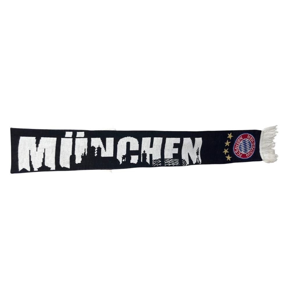FC Bayern Munchen Scarf Soccer Football Fan Knit Black White Banner Germany‎